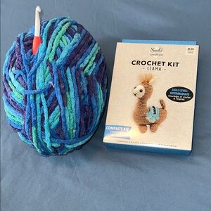 Crochet Kit with Blue and Green Yarn